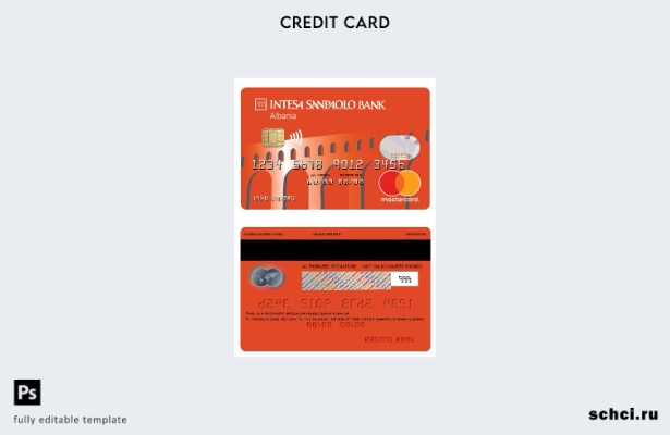 цифровая загрузка шаблона дебетовой банковской карты Mastercard Intesa Sanpaolo 